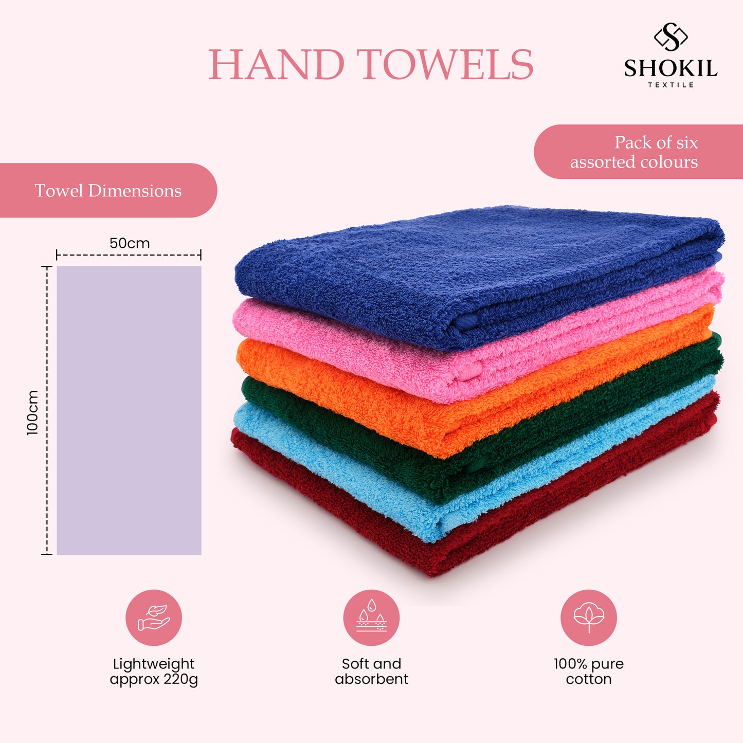 Hand Towel Assorted (Pack of 6)